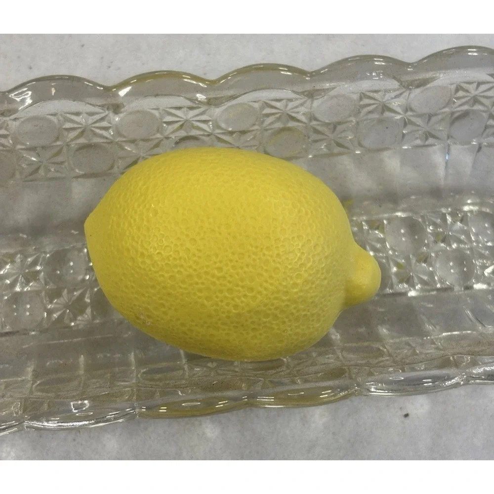 Vintage 17970's Avon Sunny Lemon‎ Glass Soap Dish 3 Lemon Fragranced Soaps Decor